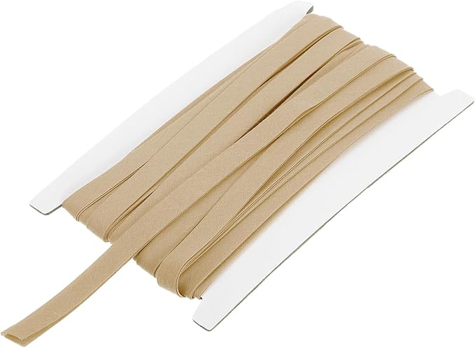 MECCANIXITY 2/5 Inch Double Fold Bias Tape Continuous Bulk Bias Tape for Sewing, Seaming Quilting Hemming Binding Crafts (Khaki 12 Yards)