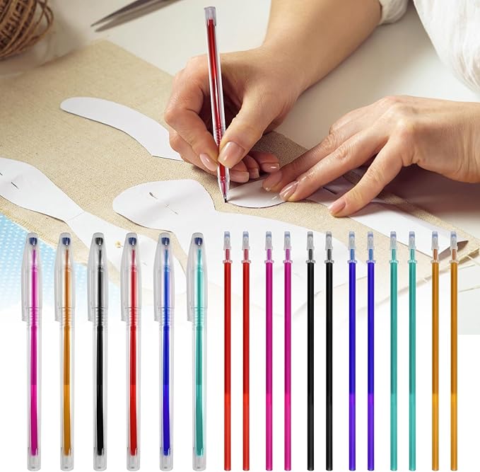 48pcs Heat Erasable Pens for Fabric, Assorted Colors, Fabric Pens for Sewing Erasable for Quilting Sewing DIY Dressmaking Fabrics Tailors Chalk