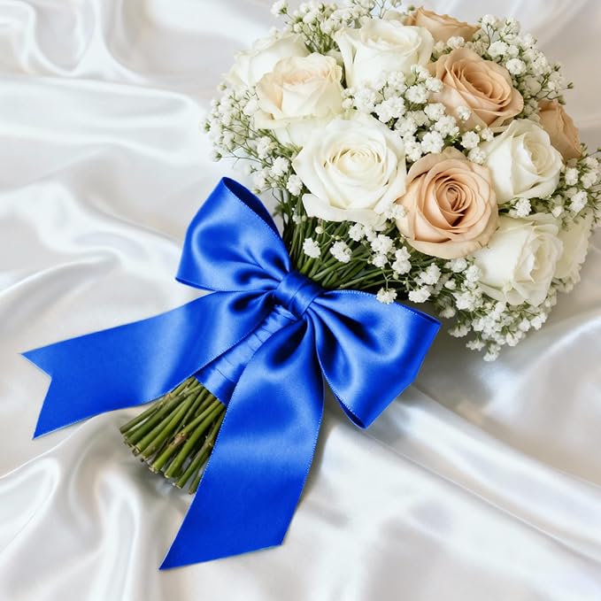 1-1/2" x 25 Yards Satin Ribbon, Royal Blue Silk Ribbon Ideal for Gift Wrapping, Floral Bouquets, Crafts, Wedding Party Decorations, Christmas and Sewing Projects