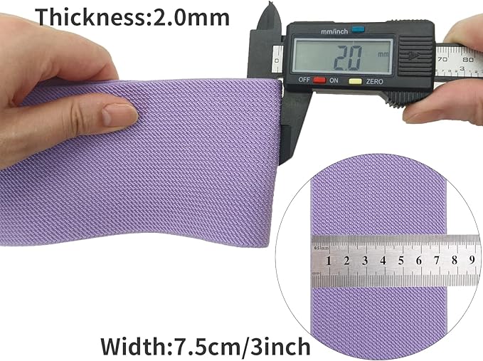 Lavender Knit Elastic Band 3 inch 5 Yards Double-Side Twill Woven Elastic Heavy Stretch Elastic Spool for Sewing Pants Waistband, Wigs, Skirts, Craft DIY Projects (#33)