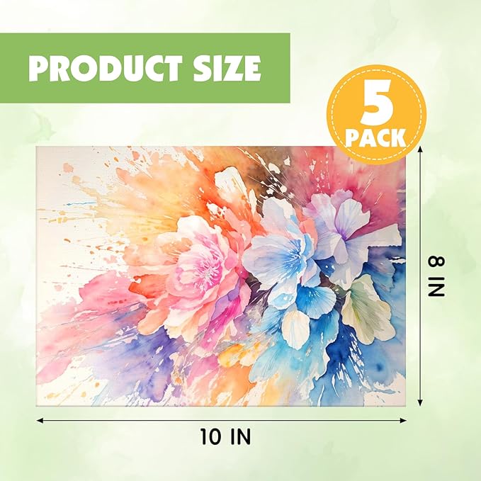 ESRICH Linen Canvas for Painting 8x10, 5 Pack Professional Linen Canvas Panels 8x10 Primed Acid Free Blank Canvas Boards for Painting for Artists, Painters