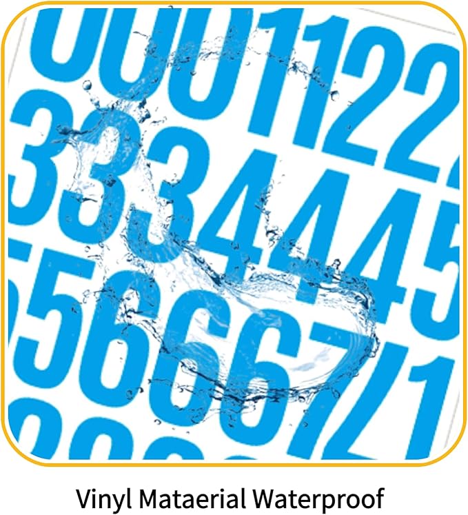 10 Sheets Vinyl Mailbox Number Stickers - Self-Adhesive Address Labels for Cars, House Doors, Windows & Metal Mailboxes (Blue, 2 inch)