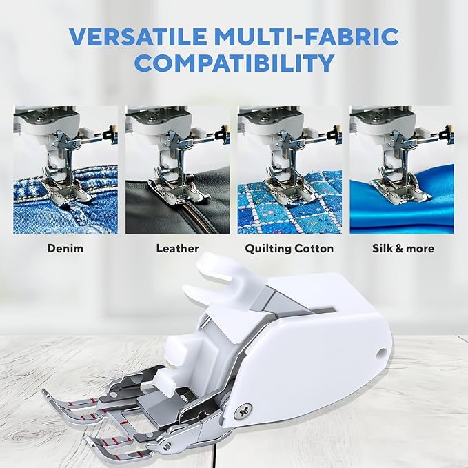 Walking Foot for Brother Sewing Machine – Heavy Duty Even Feed Foot for Quilting, Thick Fabrics & Leather – Perfect for Quilters, DIY Enthusiasts & Professional Tailors -White