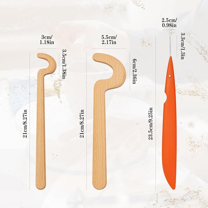 Ceramic Tool Set with 3 Folding Pottery Needle Tools & 2 Wooden Pottery Throwing Tools – for Clay Trimming, Pottery Rim Forming, Detail Carving, Edge Smoothing, Pottery Shaping