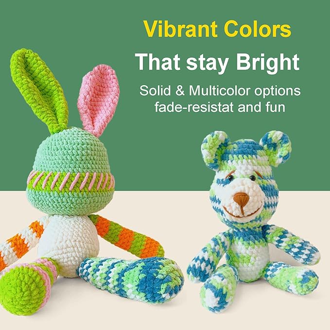 Soft Velvet Yarn Chenille Yarn for Crocheting and Knitting – Bulky (93 Yards/100g) - Polyester - Yarn for Blanket Amigurumi Weaving Crafts (Mixed Color 07, 4 Pack)