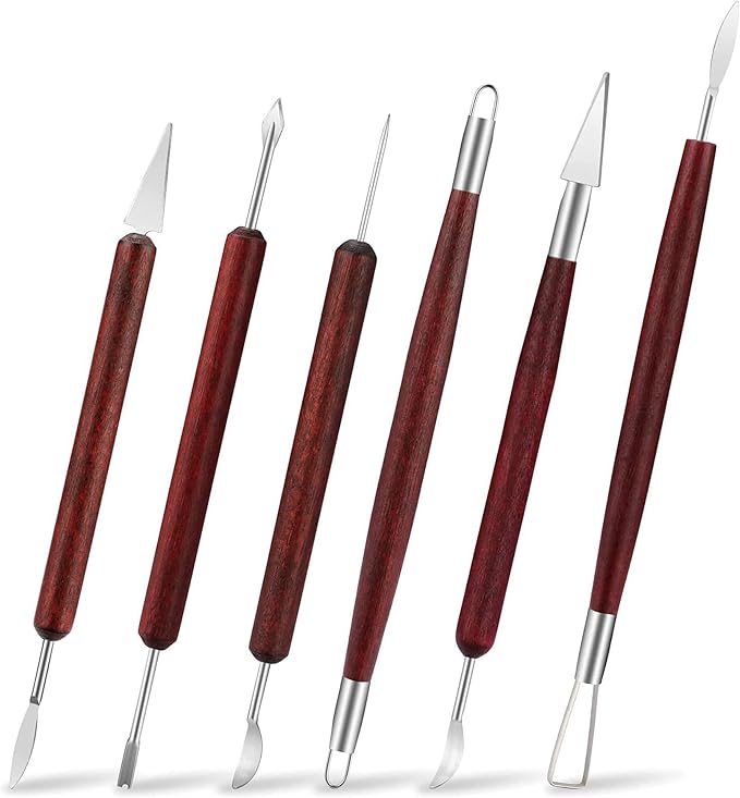 LINPHCEY 6-Piece Clay Sculpting Tools Set Perfect for Polymer Air Dry Modeling Clay Beginners & Professionals Ideal for DIY Pottery & Ceramics Tools for Clay Sculpting & Crafting