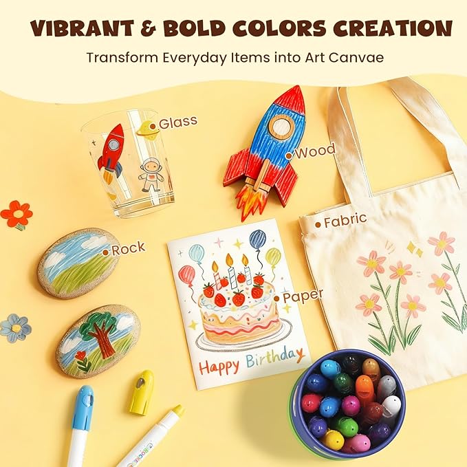 JUPITEARTH 18 Colors Rocket Tempera Paint Sticks with 120 PDF Coloring Pages, Quick Drying, Non-Toxic and Washable Paint Sticks for Kids and Students, Art Supplies for Drawing on Paper and Canvas