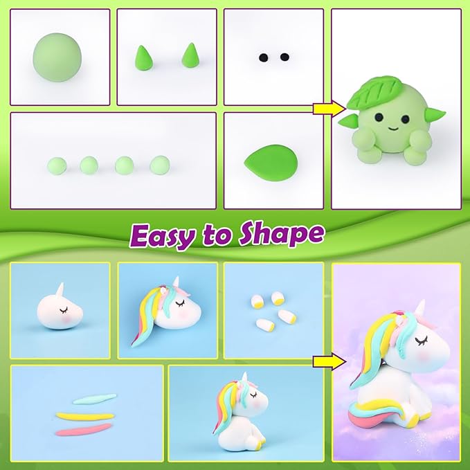Air Dry Clay 60 Colors, Modeling Clay for Kids, DIY Molding Magic Clay, Gift for Kids Boys Girls