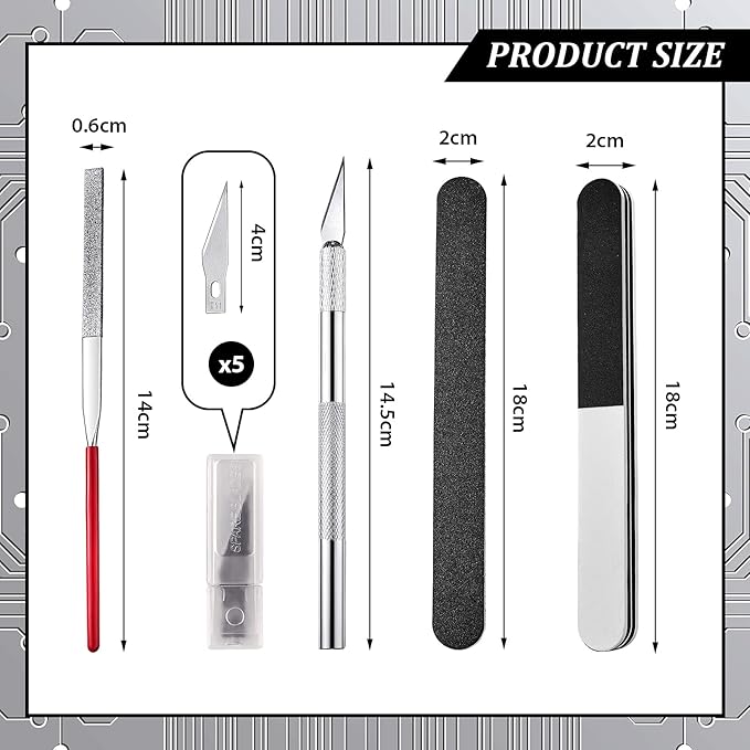 24pcs Metal Puzzle Tool Set DIY Model Kits With Clippers, Edge Bending Tab, Twisting Cylinder, Cone Shape Bend Assist, Wire Wrapping Mandrel, Ball Stylus and Bag