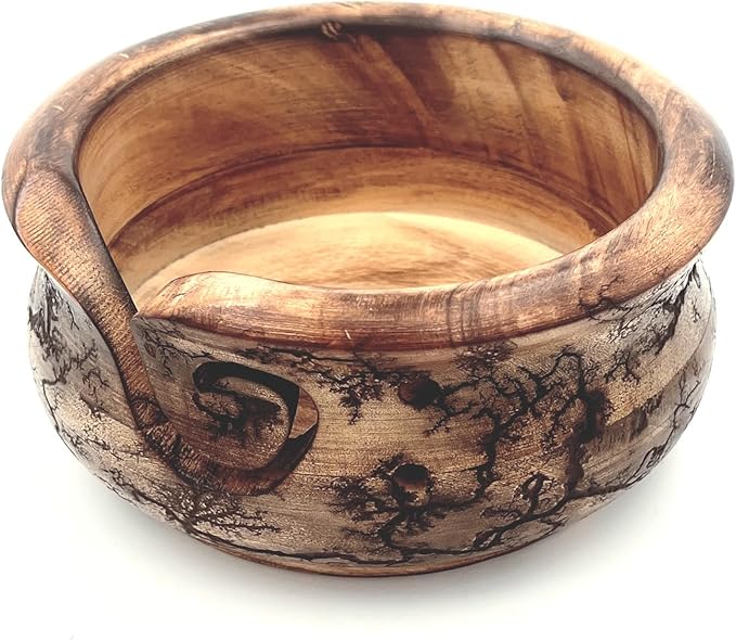 Wooden Yarn Bowl Pack of 2, Multi Design Crochet Kit for Beginners, Yarn Winder Essential for Knitting and Crochet Projects, Durable and Elegant Craft Storage Solution