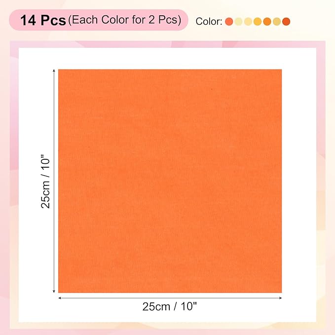 PATIKIL Cotton Fabric Bundles, 14 Pcs 10 x 10 Inch Fat Quarter Solid Color Precut Fabric Squares for Sewing Patchwork Quilting DIY Crafts, Orange