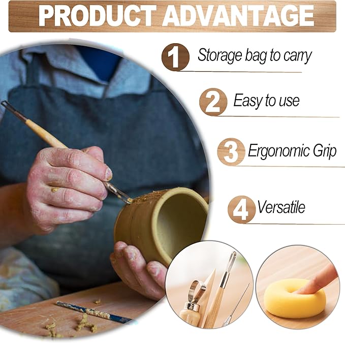 LINPHCEY 43Pcs Clay Sculpting Tools Set Perfect for Polymer Air Dry Modeling Clay Beginners & Professionals Ideal for DIY Pottery & Ceramics Tools for Clay Sculpey Sculpting & Crafting