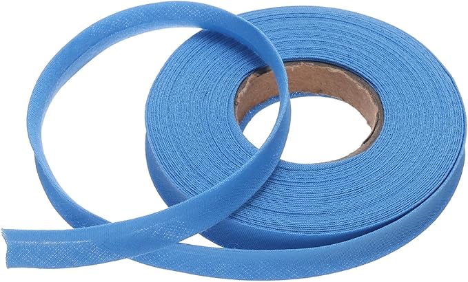 MECCANIXITY 1/2 Inch Single Fold Bias Tape Polyester Continuous Bulk Bias Tape for Sewing,Seaming Quilting Hemming Binding Crafts (Blue 10 Yards)