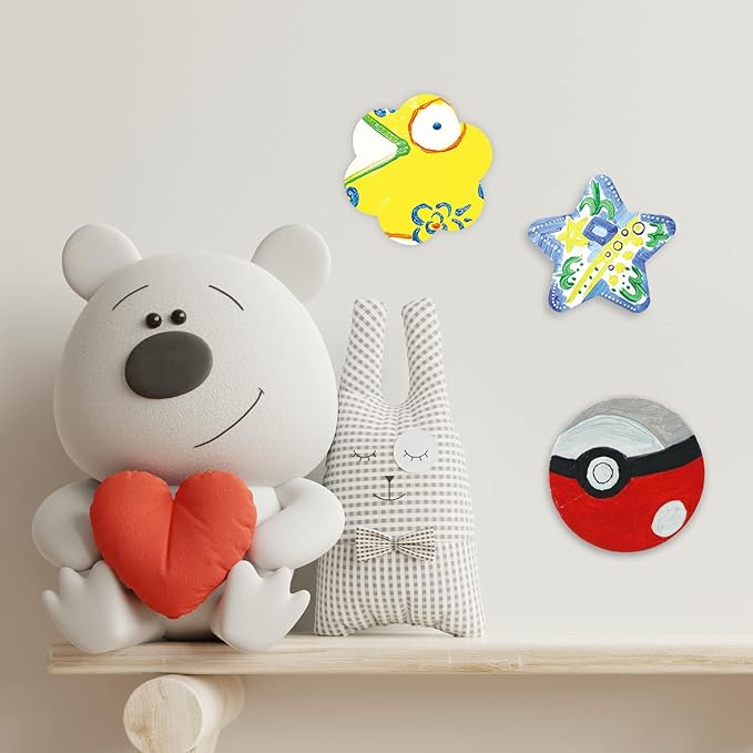 AUREUO Magnetic Mini Canvas Boards for Christmas Painting - 3 Inch 12 Pack Square, Hexagon, Circle, Star, Heart & Flower Shape Craft Art Gift, Tiny Painting Canvas Panel for Acrylic Paint & Markers