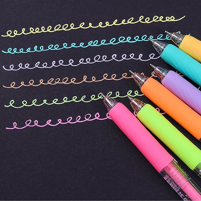 6 Colors Acrylic Gel Pens for Coloring, 0.7mm Fine Tip for Adult Coloring, Black Paper, Drawing, Journaling, Note Taking, Sea Salt Blue
