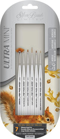 Silver Brush Limited UMS-2460S Ultra Mini Basic Miniature Detail Set, Paintbrushes for Watercolor, Gouache, Inks, Dyes, Acrylic, & Heavy Body Paints, Set of 6, Short Handle