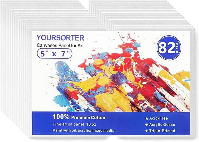 Small Canvases for Painting 5x7 inch, 82 Pack Bulk Painting Canvas Boards for Novices & Artists, Gesso Primed Acid-Free 100% Cotton, Mini Blank Canvas Panels for Oil, Watercolor, Acrylic
