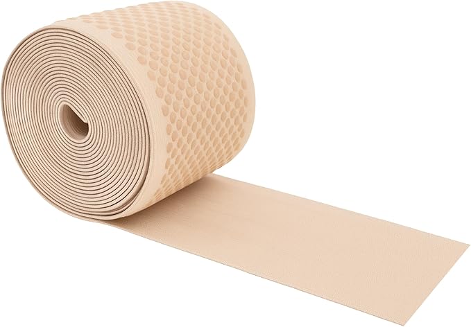 Mandala Crafts 3 Inch Elastic Silicone Gripper Tape for Clothing - 5 Yds Dotted Non Slip Elastic Band for Sewing - Nude Silicone Flat Fabric Stretchy Ribbon Straps