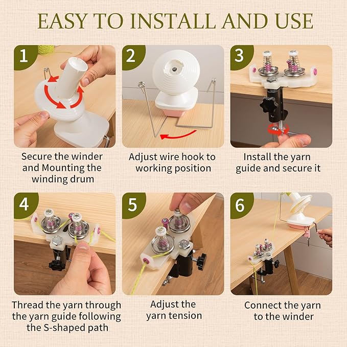 SPEENSUN Yarn Winder, Yarn Winder for Crocheting, 3.5 OZ Easy-to-Install and Efficiently Yarn Ball Winder with Twist Winder Thread Guide for Yarns Below 0.18 Inch,for Crochet and Knitting Lover