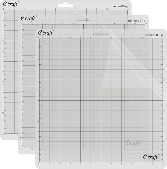 Ecraft StandardGrip Cutting Mat for Silhouette Cameo 5/4/3/2/1: 12X12inch Non-Slip Square Gridded Transparent Quilting Cut Mats Replacement Accessories for Silhouette Cameo.