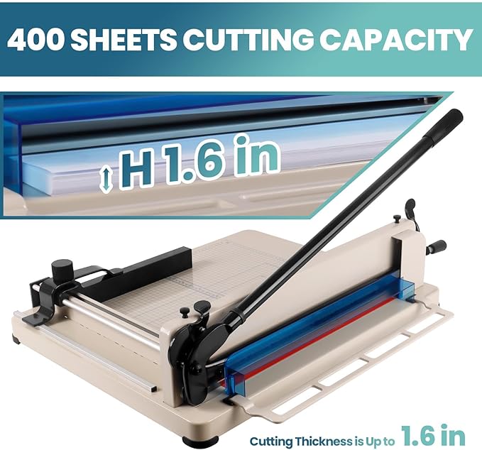 Professional Paper Cutter, 12" Guillotine Paper Cutter, 400 Sheet Capacity, Industrial A3 Paper Trimmer for Cardstock and Crafts (A3)