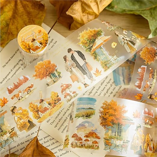 Alideco 6pcs Decorative Adhesive Tapes Vintage Watercolor Landscape PET Tape Great for Bullet Journal Supplies, Arts, Scrapbook, DIY Crafts, Planners (mengjingxiaxiang)