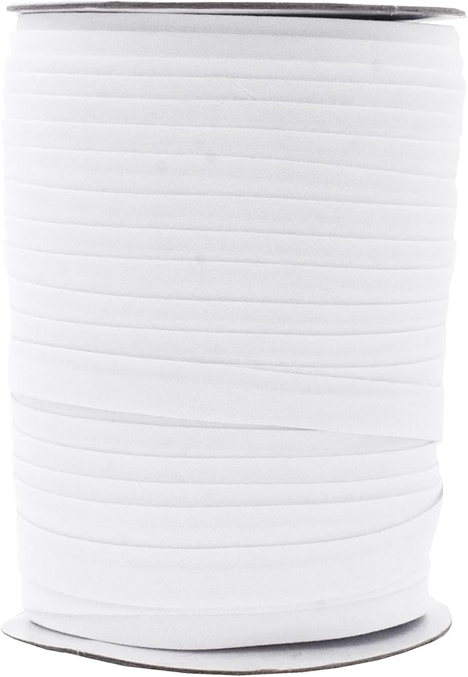 Mandala Crafts 55 Yards 1/2 Inch White Double Fold Bias Tape for Sewing - Bias Binding Tape for Quilting Binding, Hemming, Seam, and Fabric Piping