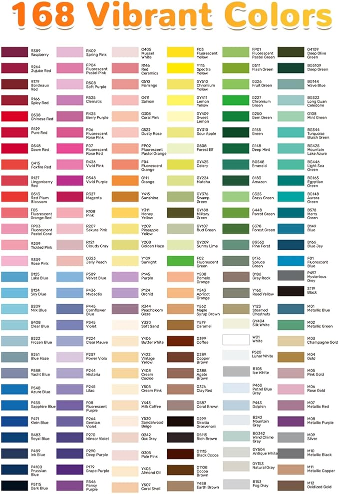 168 Colors Acrylic Paint Markers Brush Tip, Automatic Ink Control Acrylic Paint Pens Waterproof Acrylic Markers Set for Christmas Decorations, Stone, Wood, Glass, DIY & Art Supplies