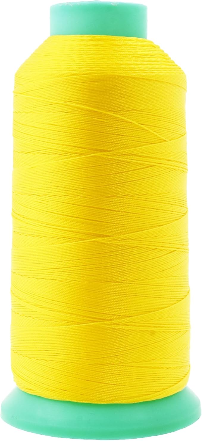 Mandala Crafts Size 92 280D T90 Bonded Nylon Thread - Yellow 1100 YDs Tex 90 Heavy Duty Sewing Threads for Leather, Jeans, Weaving, Outdoor Marine Upholstery