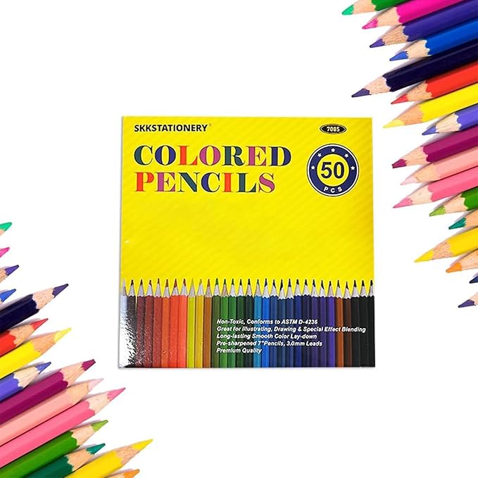 SKKSTATIONERY 50Pcs Colored Pencils,50 Vibrant Colors, Drawing Pencils for Sketch, Arts, Coloring Books, Back to school Christmas Gifts