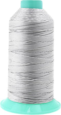 Mandala Crafts Size 346 210D T350 Bonded Nylon Thread - Silver 415 YDs Tex 350 Heavy Duty Sewing Threads for Leather, Jeans, Weaving, Outdoor Marine Upholstery