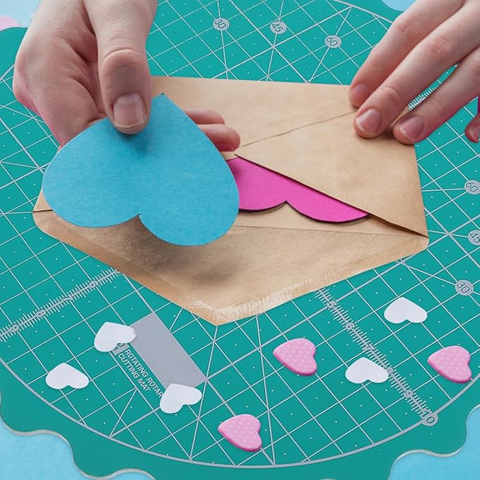 Angoily 15 Inch Rotary Cutting Mat Self-Healing Round Craft Mat with 360 Degree Smooth Rotation for Quilting Sewing and Diy Projects