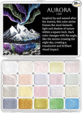 Mini Glitter Watercolor Paint Set, 20 Colors Shimmer Metallic Watercolour Painting Sets, Solid Pearl Water Color Paints for Adult, 1ml Trial Pack (Aurora)
