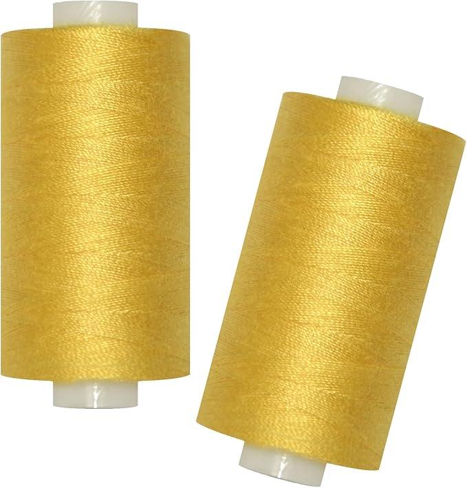All Purpose Sewing Thread-2 Spools of Hand Polyester Sewing Thread for Sewing Machine for Hand and Machine Sewing(Medium Yellow, 2 spools)
