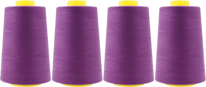 Mandala Crafts 4 Pack of Serger Threads Cones Spools - 40S/2 24000 Yards Polyester Mulberry Threads for Sergers Machine and Overlock Quilting Sewing Machine
