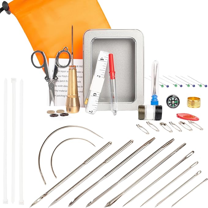 Survival Sewing Kit, Tactical Emergency Sew Kit Heavy Duty Sewing Kit for Adults, Outdoor Survival Gear Sewing Repair Kit Tools, Pocket Mini Sewing kit with Buttons for Men, Army Basic Sewing Kits