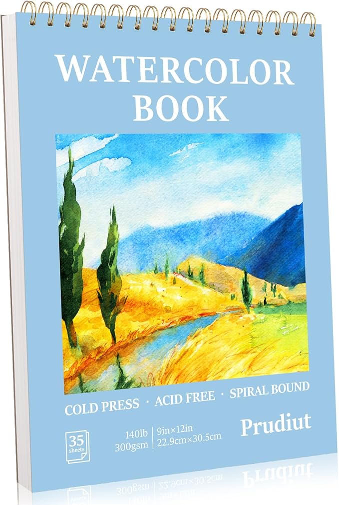 35 Sheets Watercolor Paper Pad 9x12 Inch, 140 lb/300 GSM Cold Press Water Color Paper Spiral Bound Watercolor Sketchbook for Art Painting, Journal, Drawing, Mixed Media