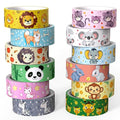 Cute Washi Tape Set, 12 Rolls Kawaii Animal Decorative Tape Cartoon Forest Masking Tape for Journaling Supplies, Junk Journal, Scrapbooking, DIY Arts & Crafts, Gift Wrapping