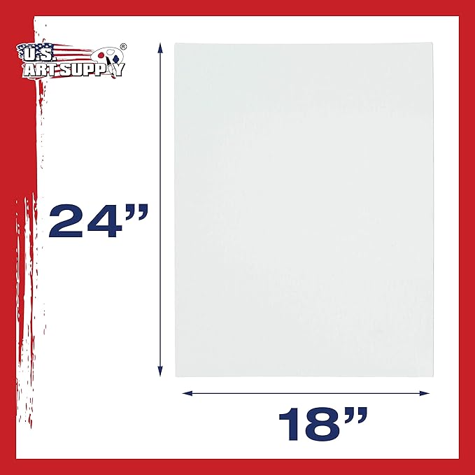 US Art Supply 18 X 24 inch Professional Artist Quality Acid Free Canvas Panel Boards for Painting 12-Pack (1 Full Case of 12 Single Canvas Board Panels)