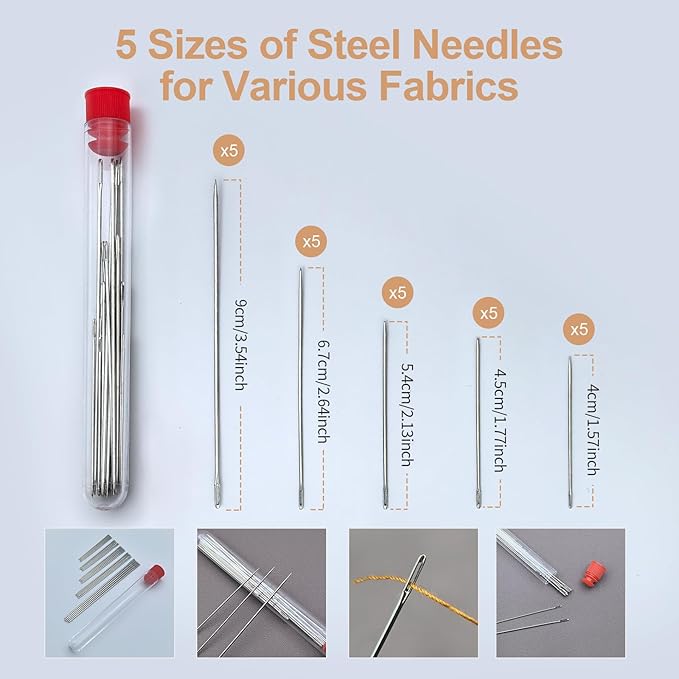 37PCS Sewing Tool Set, Portable Needle and Thread Kit with Storage Box, Embroidery Needles Thread Sewing Working Tool Kit