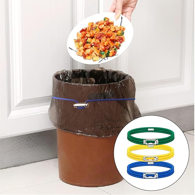 6 Pcs Large Rubber Bands for Trash Cans, Cord Lock Adjustable Garbage Can Bands Fits 40-96 Gallon Trash Cans, Multifunction Bungee Cords for Kitchen Home Office School Garbage