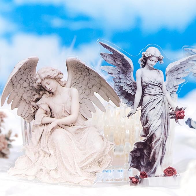 90Pcs Large Vintage Cherubs Angels Fairy Sculpture Art Scrapbook Sticker - Clear Waterproof Classical Women Statue Stickers for Journaling, Scrapbooking, Planners, Art Decorative Supplies