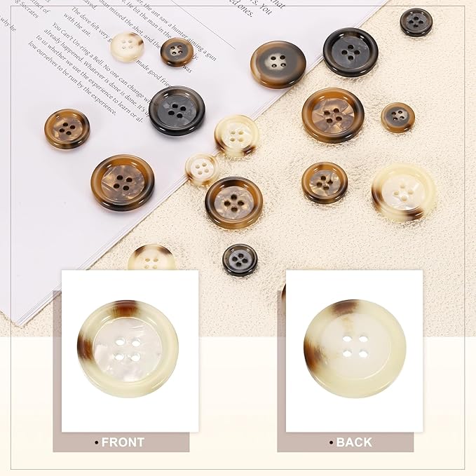 HARFINGTON 24pcs Sewing Button 28mm (1-1/8") 4 Holes Resin Round Buttons Craft Sewing Accessories for Clothing DIY Crafts Decoration, White