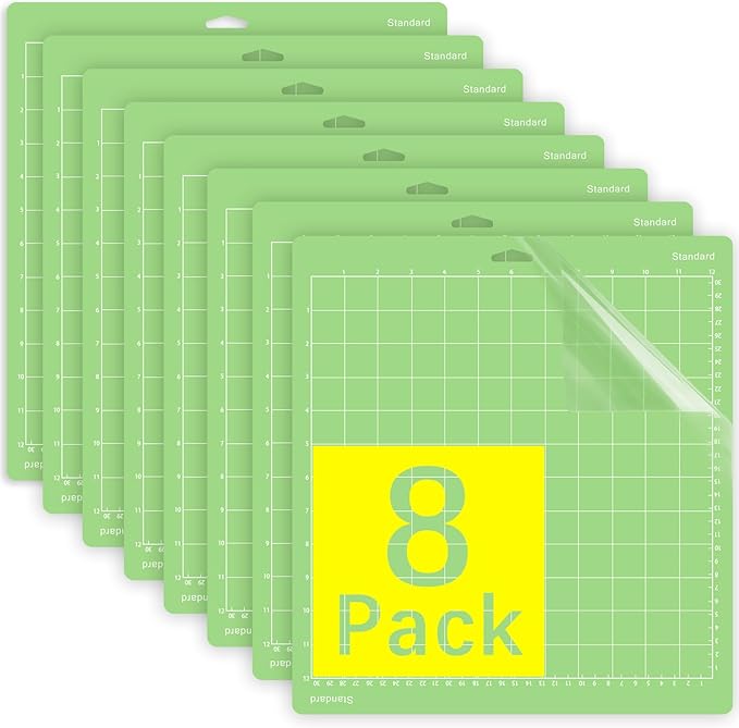 Gwybkq Cutting Mat, Compatible With Cricut Explore One/Air/Air 2/Maker 8 Pack 12x12 Inch Standard Green Grip Adhesive Sticky Non-Slip Durable Mat Cut Mats Replacement Accessories