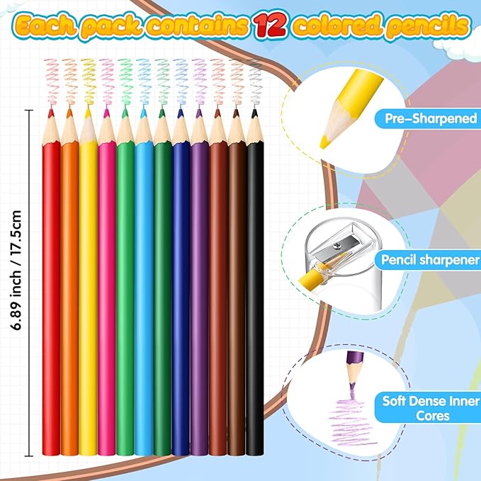 12 Pack Christmas Colored Pencils Gifts Bulk with Sharpener, 12 Color Travel Portable Presharpened Pencil Pack, Colored Pencils Set for Adults Christmas Charity Arts Supplies Painting