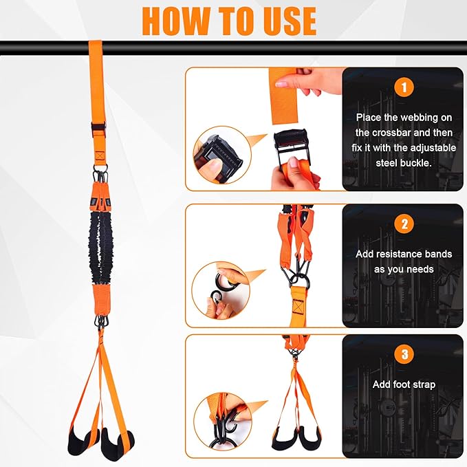 Pull-Up Assistance Bands Set – Heavy Duty Adjustable Resistance Band with Feet/Knee Rest for Home Gym Strength Training