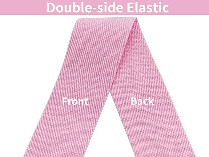 Pink Knit Elastic Band 3 inch 5 Yards Double-Side Twill Woven Elastic Heavy Stretch Elastic Spool for Sewing Pants Waistband, Wigs, Skirts, Craft DIY Projects