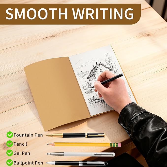 40 Pack A5 Blank Notebooks Bulk, 8 x 5.5 Inches Unlined Paper Subject Sketchbooks for Drawing Writing Work Journal Travel - 60 Pages