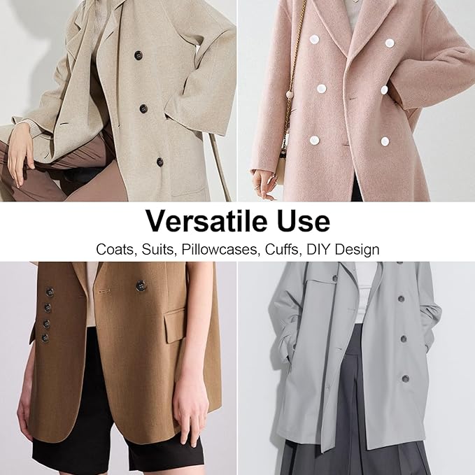 110Pcs Mixed Sewing Buttons, 4-Hole Craft Round, 5 Color 3 Size(15mm,20mm,25mm) Suit Coats Blazer Resin Button, Suitable for Variety Clothing Sewing, DIY Craft (White,Grey, Brown,Blue, Black)