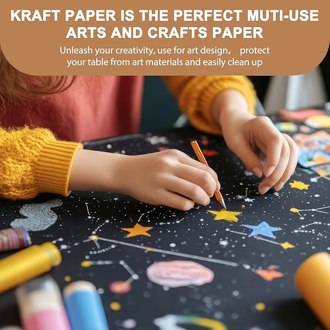 Moretoes 36" x 2,400"(100') Black Wrapping Paper Roll, Kraft Packing Paper Roll for Gift Wrapping Craft Bulletin Board Banner Art Bouquet Flower Packing Moving Shipping 85GSM